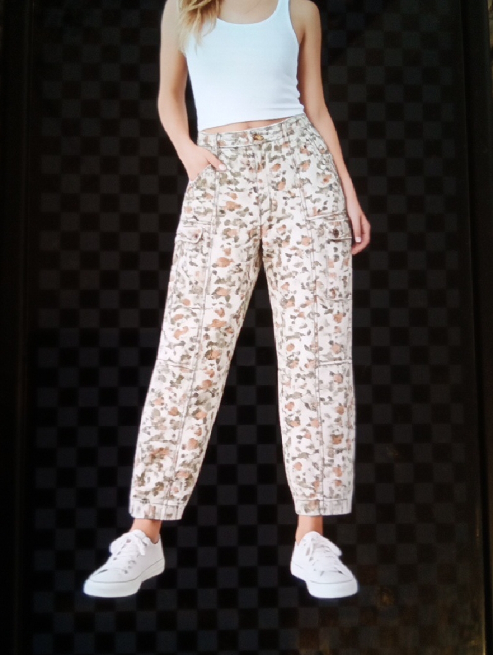 Anthropologie Abstract Camo Print Cargo High Rise Cotton Womens Size 14